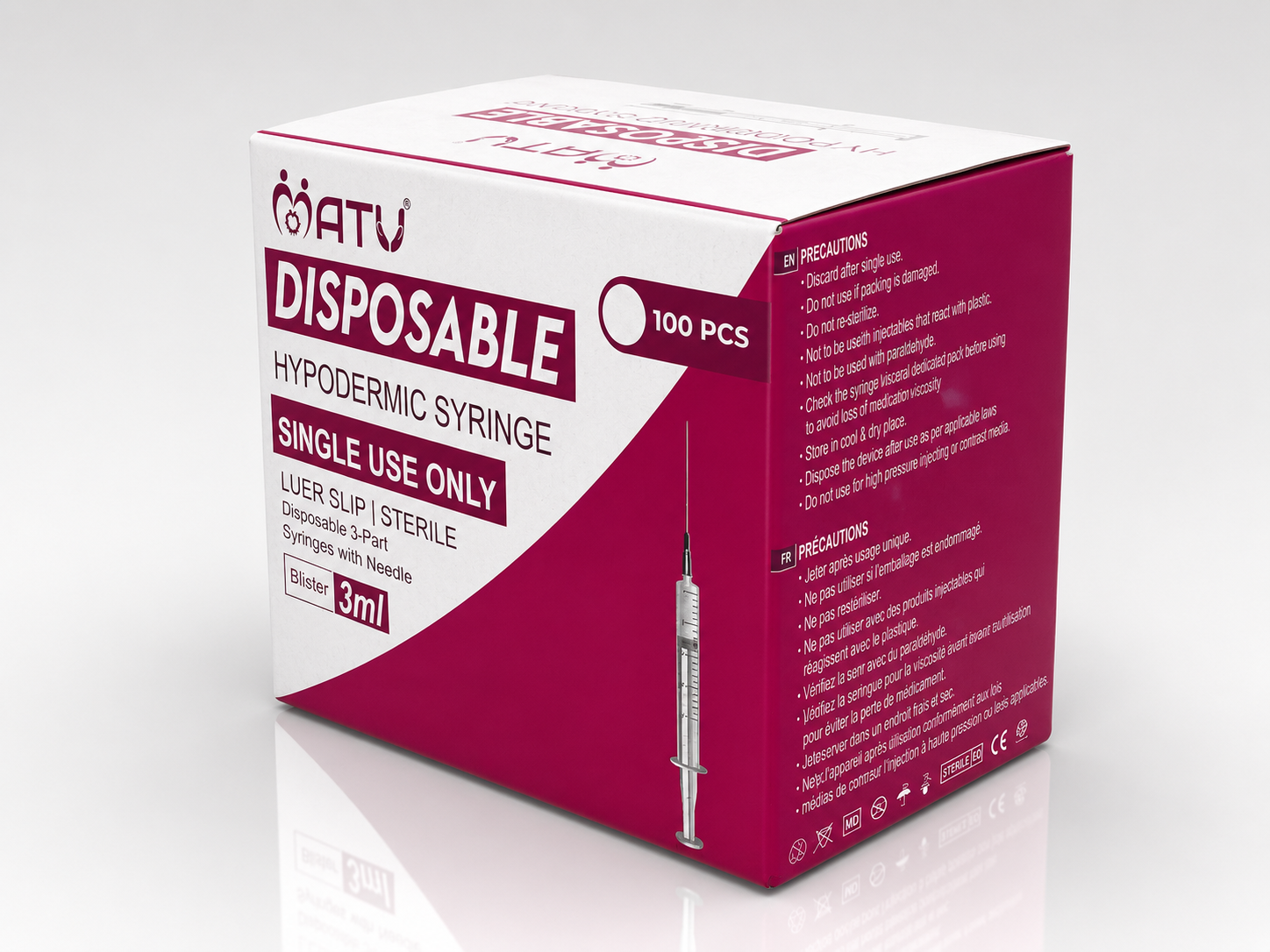 Disposable Hypodermic Syringe with Needle 3ml